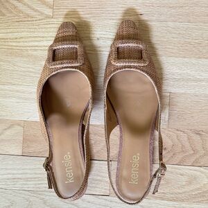 KENSIE Poppi Beige Croc Embossed Big Buckle Low Heel Slingbacks Size 8